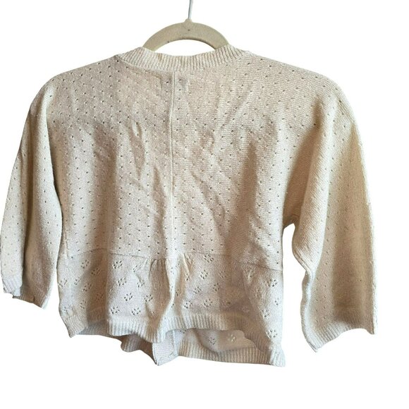 Limited Too Girls Cream Gold Sweater XXL Open-Front Cardigan V-neck jj3751 - Picture 2 of 7